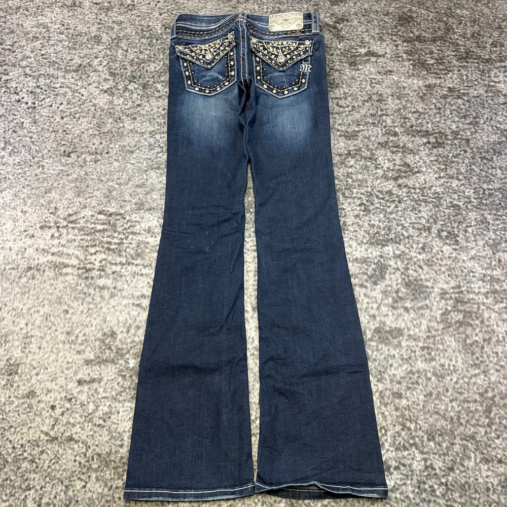 Miss Me Boot Jeans Womens 14 (26x31) Blue Low Rise Embellished Rhinestones Y2K